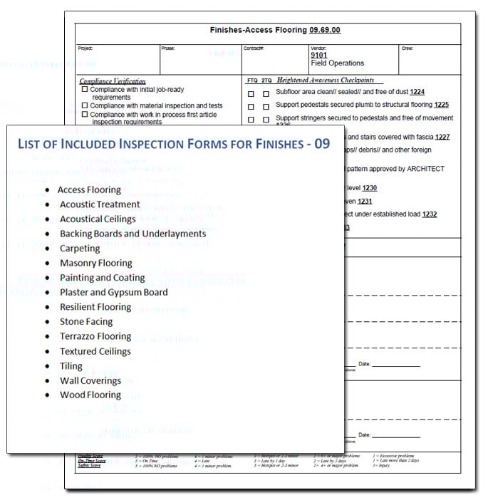 finishes inspection form