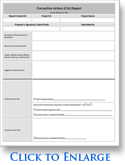 Corrective Action Report click to enlarge