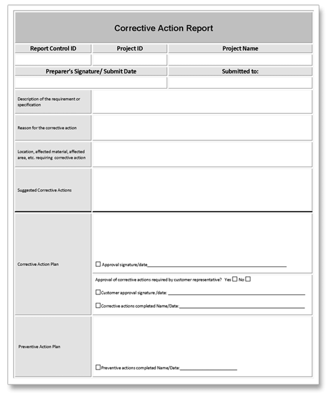 iso 9001 corrective action report examples