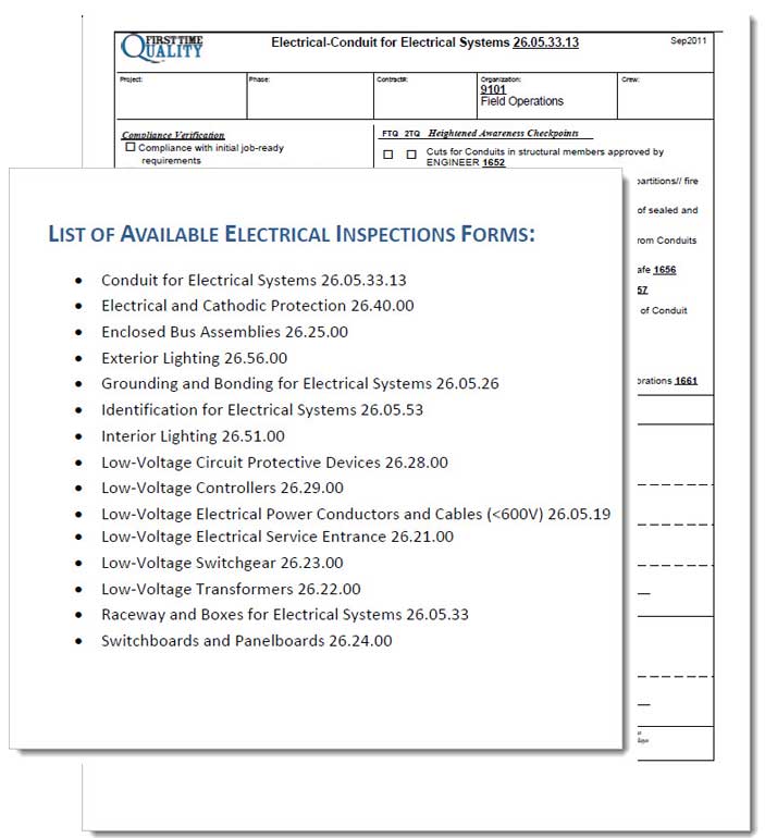 Electrical Contractor Inspection Form Sample