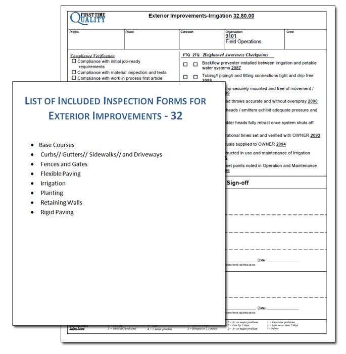 Exterior Improvments Inspection Form