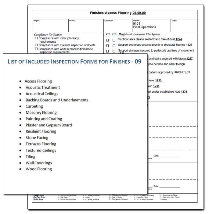 finishes inspection form