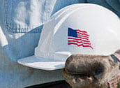 hard hat with American flag