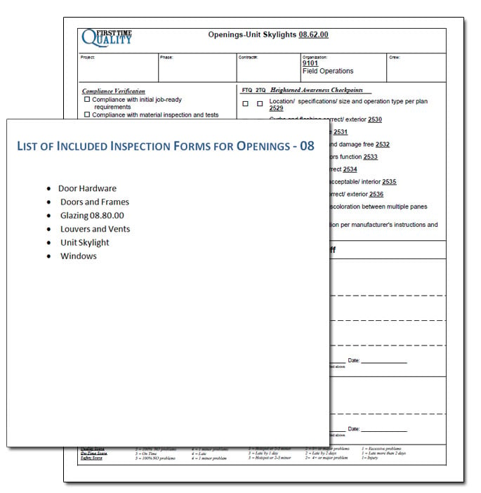 Openings inspection form example