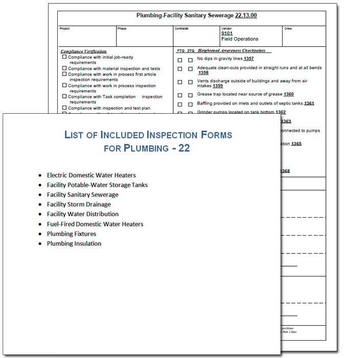 Plumbing inspection form example