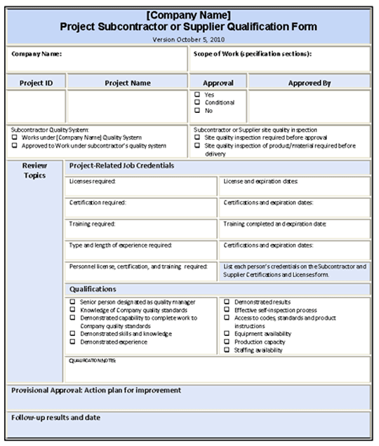 General Contractor Quality Control Plans: Qualifying Subcontractors