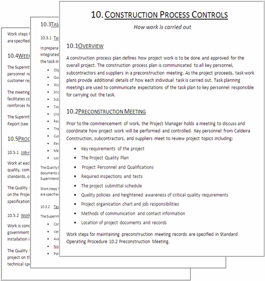Construction Quality Manual Sample Pages