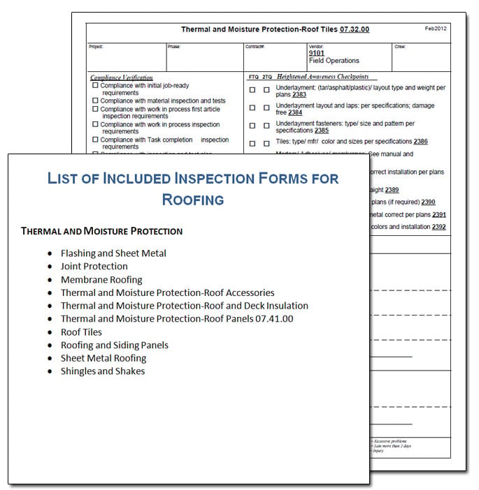 Roofing inspection form example