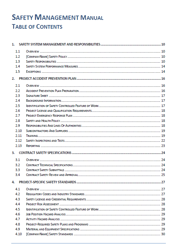 Safety management manual TOC p.2