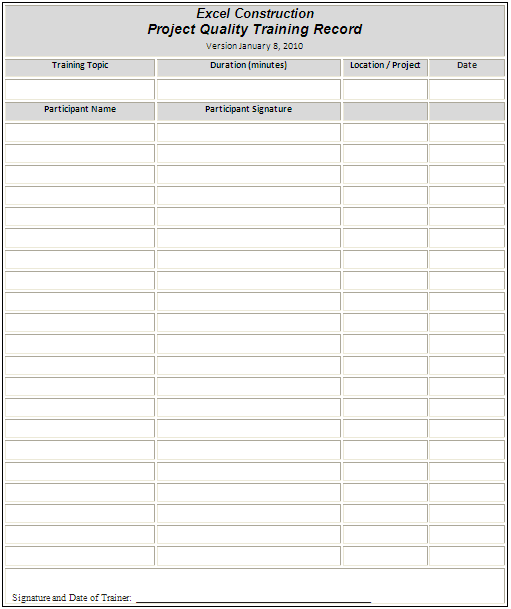 Construction SOP Form Example