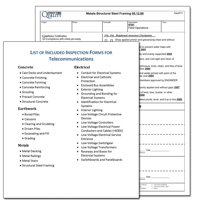 Telecommunications inspection form example1
