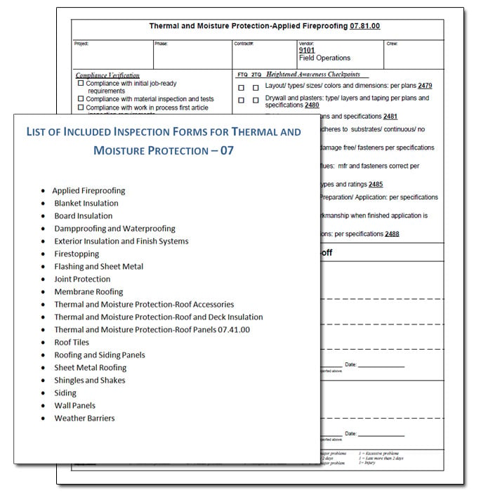 Thermal inspection form example