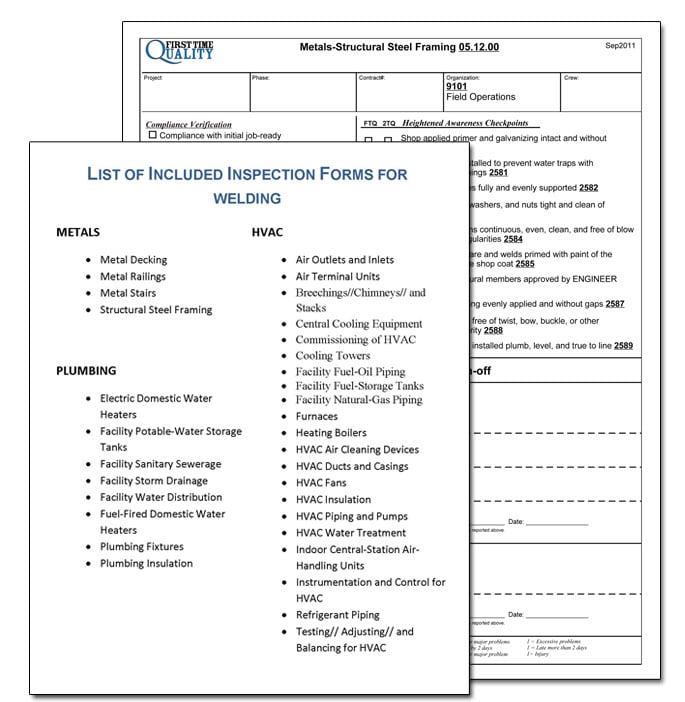 Welding inspection form example